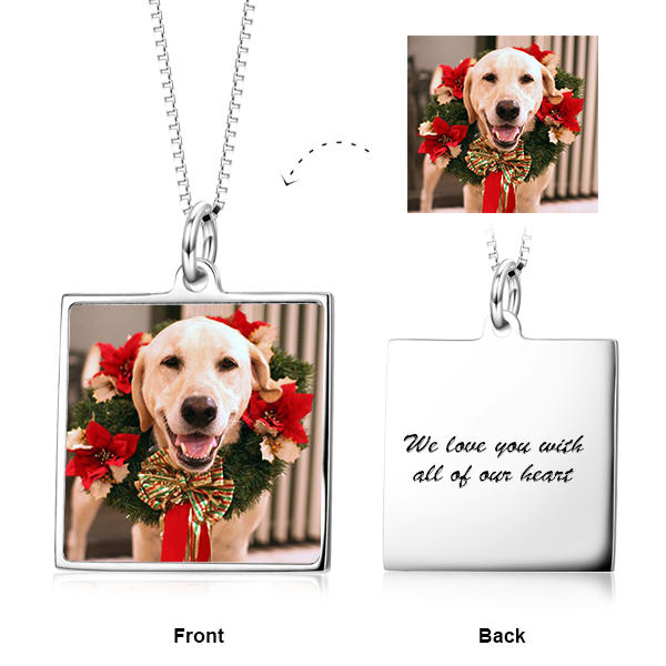 14K Gold Personalized Color Photo Necklace Adjustable 16”-20”