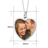 14K Gold Personalized Color Photo and Engraved in Love Heart Pendant Necklace Adjustable 16”-20”