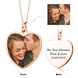 925 Sterling Silver Personalized Color Photo and Engraved in Heart Pendant Necklace