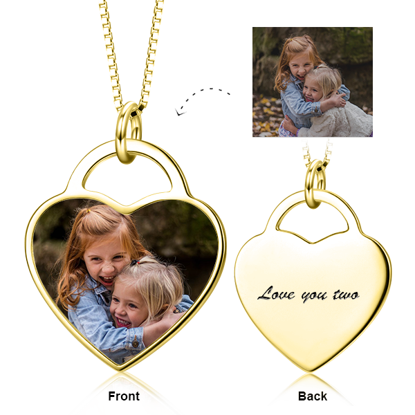 925 Sterling Silver Personalized Kids Color Photo Necklace- Adjustable 16”-20”