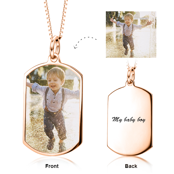 925 Sterling Silver Photo Personalized Necklace with Adjustable Chain 16”-20”