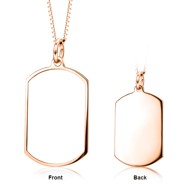 Personalized Your Color Photo and Engraved Dog Tag Necklace in Sterling Silver/ 14K Gold