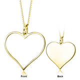 14K Gold Customize Your Color Photo and Engraved Text in Love Heart Pendant Necklace-Platinum/Yellow Gold/Rose Gold