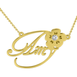 "Amy"Style 14k Gold Personalized Inlay Name Necklace Adjustable