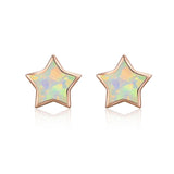 25 Sterling Silver Rose Gold Plated Opal Star Stud Earring