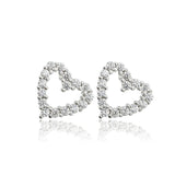 S925 Sterling Silver Big Cz Heart Stud Earrings For Women