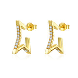 925 Sterling Silver Plated Gold  Struggle Of Life Stud Earrings