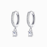 925 Sterling Silver Dazzling CZ Ear Clip Earrings Love Hoop Earrings Birthday Gift For Woman Girls And Lover