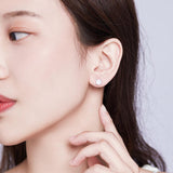 925 Sterling Silver Opal Clip-on Earrings White Plated Kitty Stud Earrings  for Woman