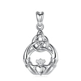 925 Sterling Silver Celtic Crown Love Claddagh Pendan twithout chain For Women