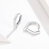 925 Sterling Silver Simple V-Shaped Hoop Earrings With Cubic Zirconia Hypoallergenic Earrings