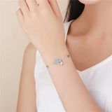 925 Sterling Silver Hamsa Hand Of Fatima Evil Eye Bracelet Blue Cubic Zirconia Chain Adjustable Bracelet
