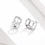 925 Sterling Silver Mild Luxury Earrings Two Circle Ear Clip