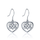 Silver Heart Knot Earrings