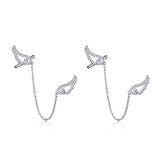 925 Sterling Silver Zircon Wings Cuffs Earrings Hoop Earrings