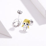 925 Sterling Silver Gold Plated girl Stud Earring for Women