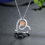 925 sterling silver rose Flower heart shape i love you forever pendant necklace without chain