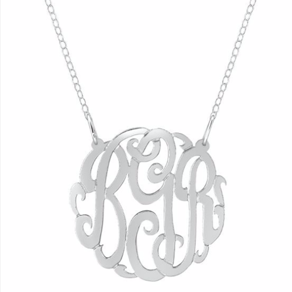 925 Sterling Silver Personalized Round Monogram Necklace