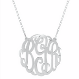 925 Sterling Silver Personalized Round Monogram Necklace