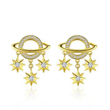 925 Sterling Silver Plated Gold  Star Stud Earrings