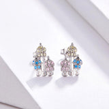 925 Sterling Silver  Zircon  Castle Earrings Stud Earrings With High Quality