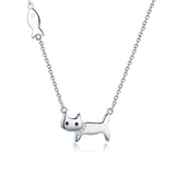 S925 Sterling Silver Fish Cat  Pendant Necklace
