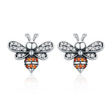 Silver Fashion Bee Stud Earrings