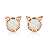 925 Sterling Silver Rose Gold Plated Kitty Opal Earrings