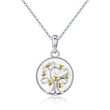 925 Sterling Silver Plated Gold Tree Of Life Necklace With Nacre