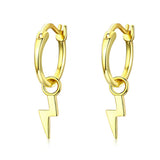 S925 Sterling Silver Gold Plated Flash Lighting Hoop Earrings Gift for Women
