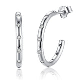 925 Sterling Silver CZ Circle Earrings Hoop Earrings