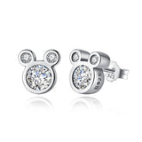 925 Sterling Silver  CZ Mickey Mouse Stud Earrings  For Girls