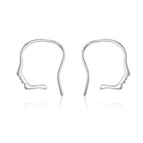 925 Sterling Silver Simple Side Face Dangle Earrings Gift for Women Girls Engagement Valentine's Day