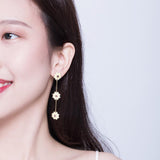Sunflower Tassels Earrings Enamel Process Woman Gold Plated Flower Line Drop Earrings Birthday Gift for Woman Girls Lover