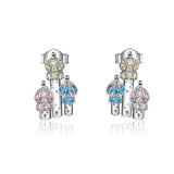  Silver  Zircon  Castle Earrings Stud Earrings 