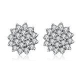 S925 Sterling Silver Crystal Flower Stud Earrings