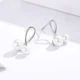 925 Sterling Silver Pearl  Stud Earrings Engagement Wedding  Earrings