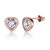 S925 Sterling Silver Rose Gold Plated Heart Shaped Stud Earring For Women
