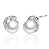 S925 Sterling Silver  Fashion Pearl Stud Earrings For Women