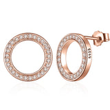 925 Sterling Silver Rose Gold Plated Small Circle Stud Earring  For Women