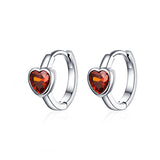 925 Sterling Silver Plated Platinum Zircon Heart Shape Hoop Earrings