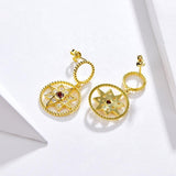 925 Sterling Silver Gold Plated Baroque Flower Stud Earrings with Cubic Zircons Gift for Women
