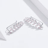 925 Sterling Silver Dazzling CZ Stud Earrings Wholesale Pink Branches Crawlers Earrings