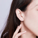 925 Sterling Silver Dazzling CZ Clip-on Earrings  Shining Girl Hoop Earrings for Woman