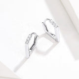 Silver Simple V-Shaped Hoop Earrings 