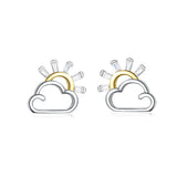 Cloud & Sun Clip-on Earrings Dazzling CZ  Sunshine Stud Earrings Birthday Gift for Woman