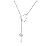 Silver Plated Platinum Fashion Heart And Key Necklace 