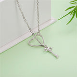 925 Sterling Silver Fashion Heart And Key Necklace For Girls
