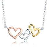 Silver Gold Plated Heart To Heart  Necklace