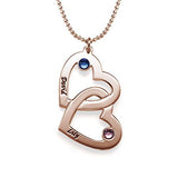 925 Sterling Silver Personalized Heart in Heart Necklace with Birthstones - 925 Sterling Silver OEM And Customization